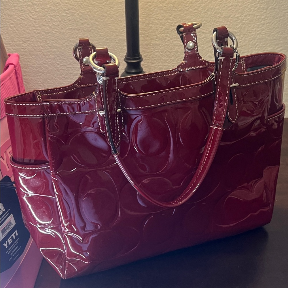 Coach Glossy Burgundy Tote Bag